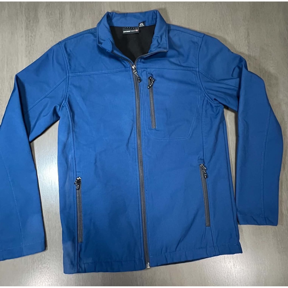 SwissTech Mens Blue Softshell Fleece Lined Ripstop Jacket Small 34-36